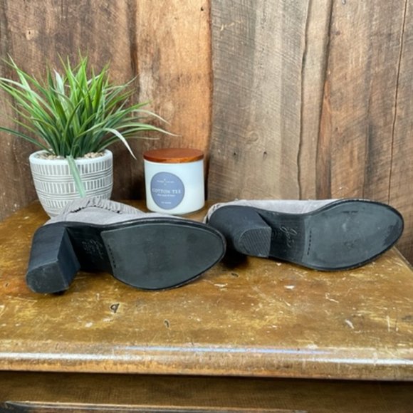 Joie Grey Suede Fringe Booties - Size 36 1/2 - US 6 - Picture 8 of 13